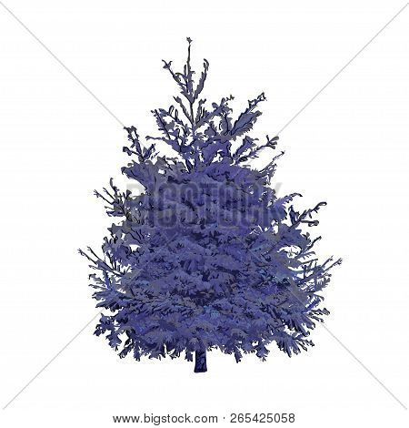 Fir-tree With Green Needles, The Color Vector Image On A White Background