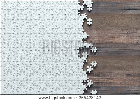 Blank Jigsaw Puzzle Missing Half To Finish. Concept Of Work Not Completed. 3d Illustration.