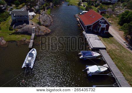 Marina of the Norwegian fishing town Hvaler . June 19,2018. Hvaler,Norway