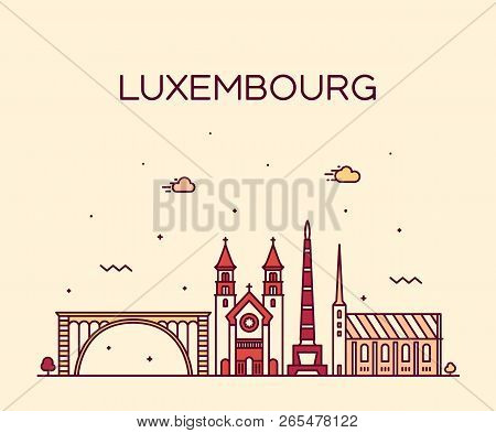 Luxembourg Skyline Vector Linear Style City Trendy