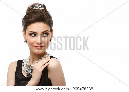 Beautiful Young Woman In Retro Style Isolated On White