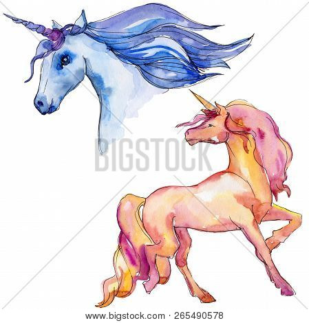 Cute Unicorn Horse. Fairytale Children Sweet Dream. Rainbow Animal Horn Character. Isolated Illustra