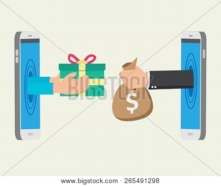 Flat Hand Online E-commerce From Smart Phone