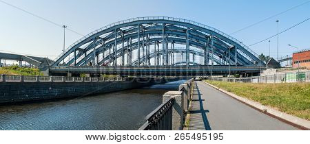 A Group Of Railway Bridges Called The American Bridge Over The Obvodny Kaknal In St. Petersburg On A
