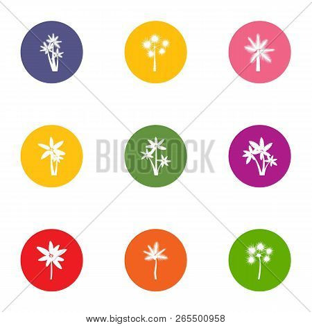 Floret Icons Set. Flat Set Of 9 Floret Icons For Web Isolated On White Background