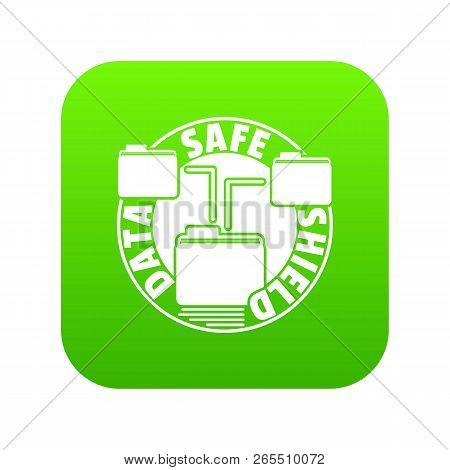 Data Save Shield Icon Green Isolated On White Background