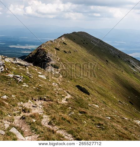 Maly Baranec Mountain Peak Covered By Mountain Meadow In Zapadne Tatry Mountains In Slovakia During 
