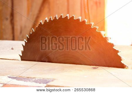 Circular Saw. Circular Saw On Wooden Background With Daylight