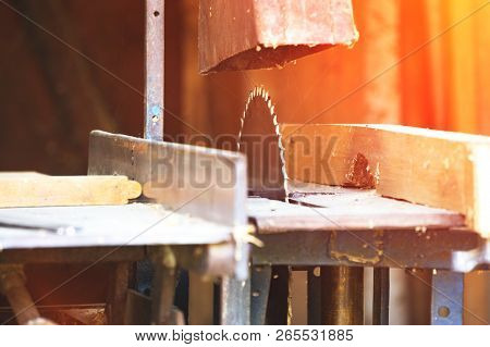 Carpenter's Workplace, Circular Saw, Old Rural Workshop