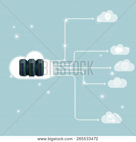 Vector Drawing Super Computer.the Cloud Computing Concept.