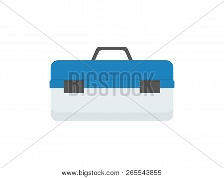 Heavy Blue Toolkit Box With Convenient Handle. Case Full Of Special Tools To Us In Car Repairment Se