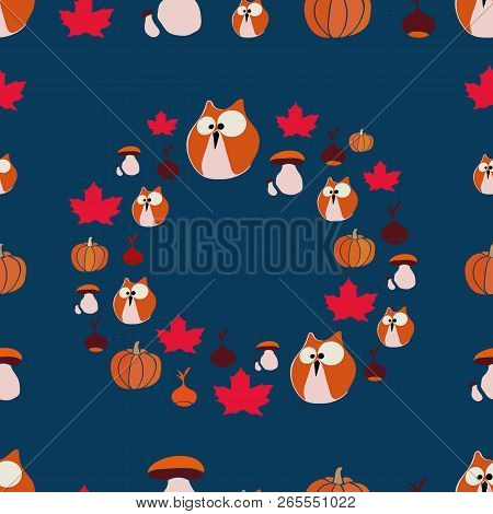 Vector Autumn Wreath Colorful Seamless Repeat Pattern Background