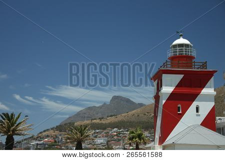 Green Point Lighthouse In Front Of The City