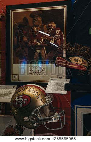 New York, Usa - May 28, 2018: Nfl Memorabilia On Display In Nfl Experience In Times Square, New York