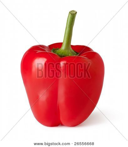 Peperone rosso su sfondo bianco