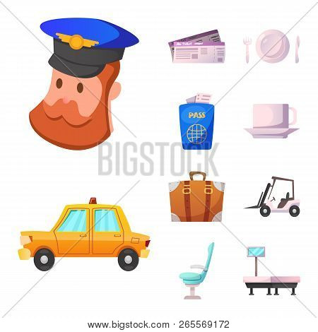 Vector Illustration Of Airport And Airplane Sign. Collection Of Airport And Plane Stock Vector Illus