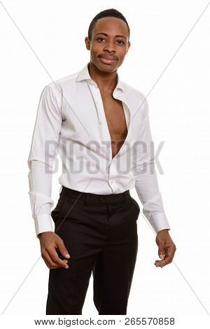 Young Handsome African Man With Shirt Open