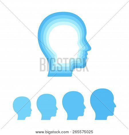 Child To Adult Head Profile Silhouette Graphics. Childhood Trauma In Psychoterapy, Psychology Concep