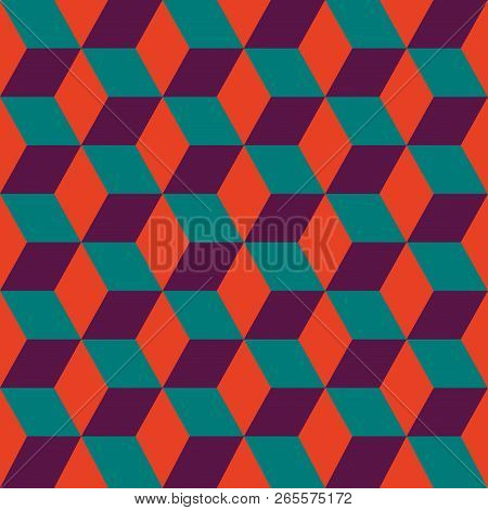 Seamless Pattern Of Colored Cubes. Endless Multicolored Cubic Background. Cube Pattern. Cube Vector.