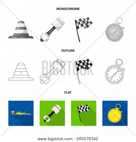 Isolated Object Of Car And Rally Sign. Set Of Car And Race Stock Vector Illustration.