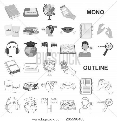 Translator And Linguist Monochrom Icons In Set Collection For Design. Interpreter Vector Symbol Stoc