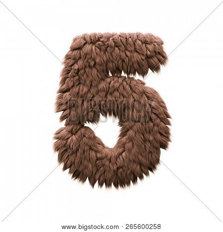 Monster number 5.  3d halloween digit isolated on white background. Perfect alphabet for projects related to Horror, yeti, sasquatch...
