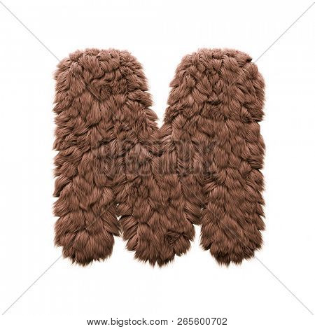 Monster letter M. Capital 3d halloween font isolated on white background. Perfect alphabet for projects related to Horror, yeti, sasquatch...