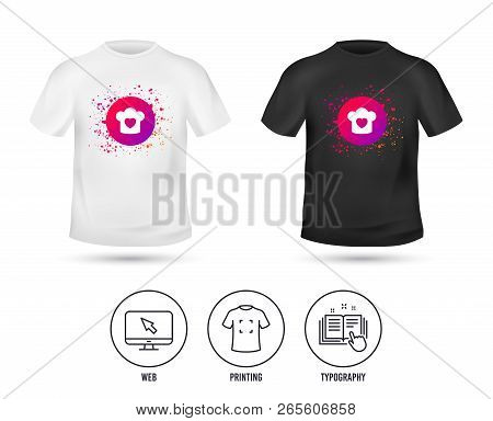 T-shirt Mock Up Template. Chef Hat Sign Icon. Cooking Symbol. Cooks Hat With Heart Love. Realistic S