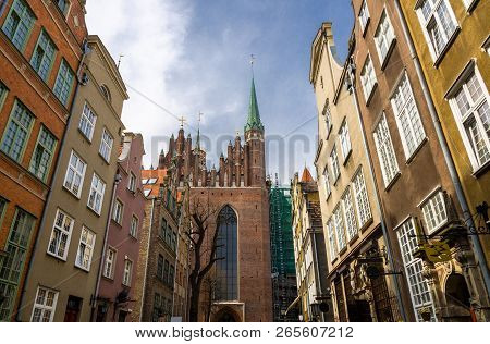 Spires Of Basilica Assumption Blessed Virgin Mary St Marys Church Cathedral From Mariacka Street Wit