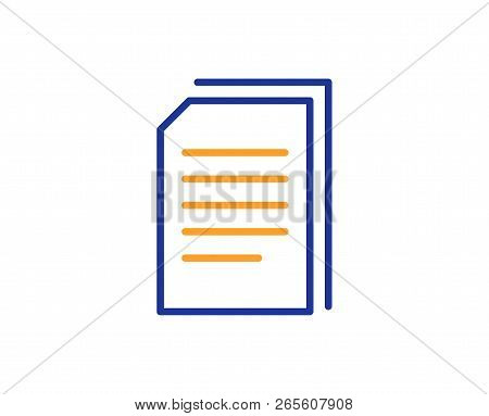 Copy Documents Line Icon. Copying Files Sign. Paper Page Concept Symbol. Colorful Outline Concept. B