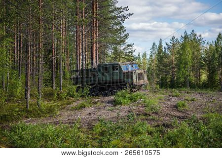 Old Soviet Artillery Tractor By The Woods At Suomussalmi In Finland