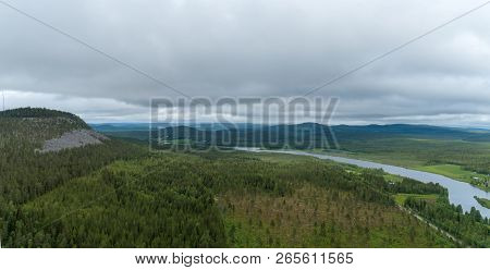 Aavasaksa Mountain In Northern Finland On A Moody Day Seen From Air