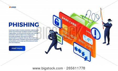 Phishing Concept Background. Isometric Illustration Of Phishing Vector Concept Background For Web De