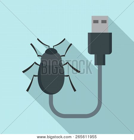 Usb Bug Icon. Flat Illustration Of Usb Bug Vector Icon For Web Design