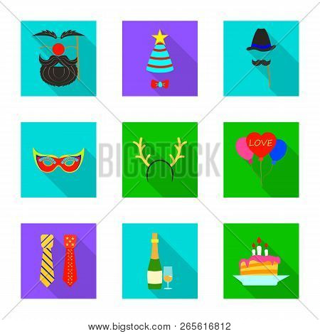 Vector Design Of Party And Birthday Icon. Set Of Party And Celebration Vector Icon For Stock.