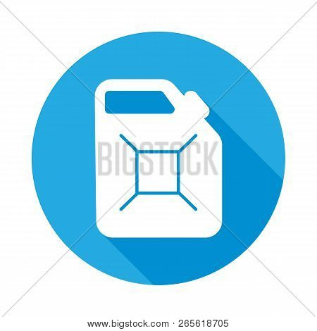 Petrol Fuel Canister Flat Icon With Long Shadow. Element Of Car Repair Services Illustration. Premiu