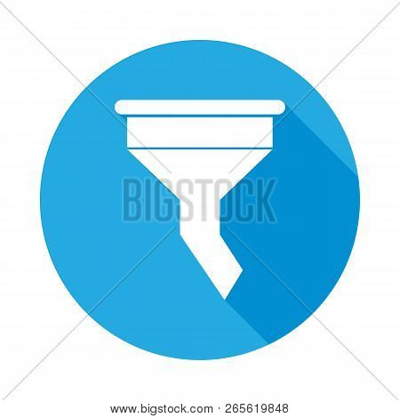 Funnel Filter Flat Icon With Long Shadow. Element Of Car Repair Services Illustration. Premium Quali