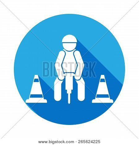Repairer Icon With Long Shadow. Elements Of Constraction Icon With Long Shadow. Signs And Symbols Co