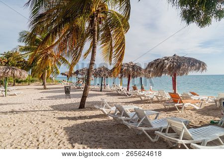 Playa Ancon, Cuba - Feb 9, 2016: View Of A Beach Playa Ancon Near Trinidad, Cuba