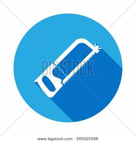 Hacksaw Icon With Long Shadow. Elements Of Constraction Icon With Long Shadow. Signs And Symbols Col