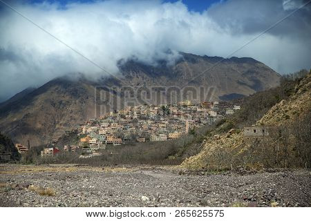 Sun Breaking Through The Morning Clouds In Imlil, A Village Situated In The High Atlas Mountains