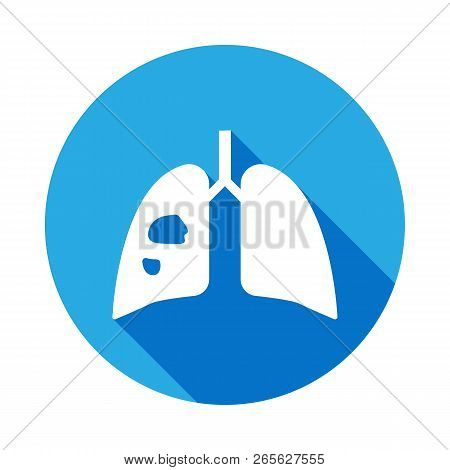 Lungs Cancer Icon With Long Shadow. Element Of Kind Or Way Of Suicide Death Illustration. Signs And 