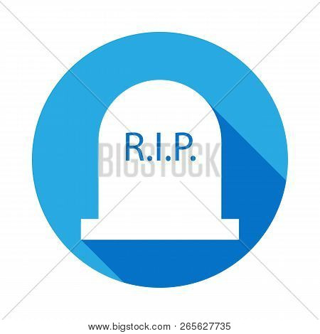 Tombstone Vector Icon With Long Shadow. Element Of Kind Or Way Of Suicide Death Illustration. Signs 