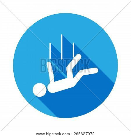 Man Falling Icon With Long Shadow. Element Of Kind Or Way Of Suicide Death Illustration. Signs And S