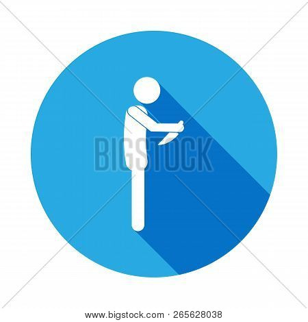 Suicide Knife Icon With Long Shadow. Element Of Kind Or Way Of Suicide Death Illustration. Signs And
