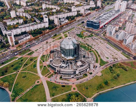 Minsk, Republic Belarus - June 21, 2018: National Library Of Belarussia Is Main Universal Scientific