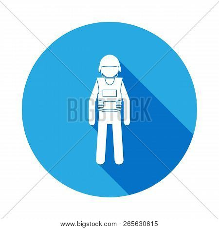 Policeman Silhouette Icon With Long Shadow. Special Services Element Icon. Professions Signs, Isolat