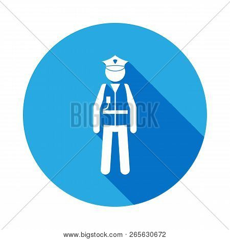 Traffic Policeman Silhouette Icon With Long Shadow. Special Services Element Icon. Professions Signs