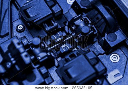 Macro Detail Of New Modern Innovative And Powerful Performance Active Clad-alignment Splicer Used Fo