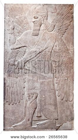 alte Erleichterung eines geflügelten assyrischen Gottes